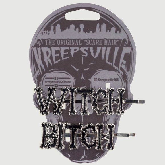 Kreepsville Other - COPY - WITCH BITCH Hairclips NEW ON CARD